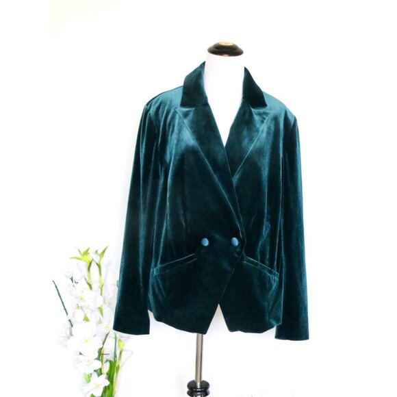 NEW! Universal Standard Velvet Blazer Jacket Forest Green SZ 12 - Picture 6 of 11